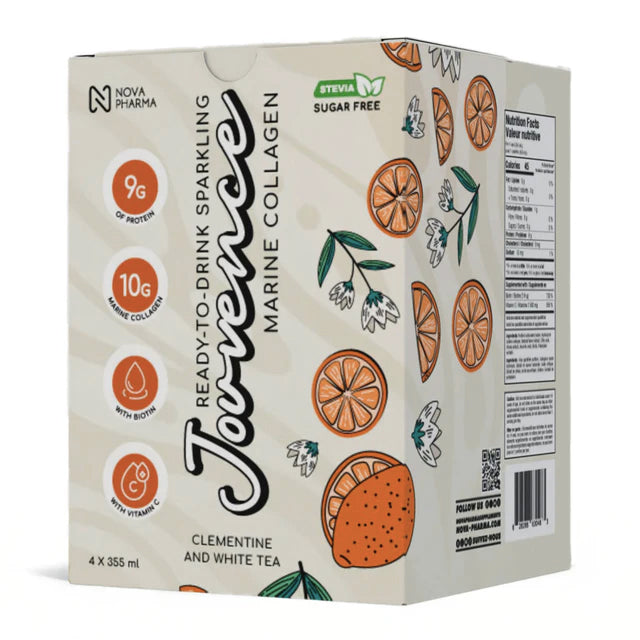 Jouvence - Paquet découverte - Collagène marin prêt à boire - Clémentine et thé blanc - Nova Pharma - 4 X 355ml